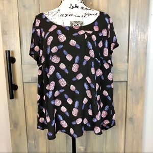 Torrid Pineapple Short Sleeved Blouse Size 1